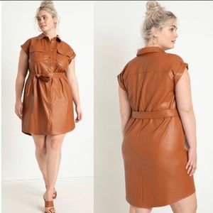 Eloquii Relaxed Faux Leather Shirtdress